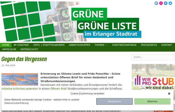 Vorschau von www.gl-erlangen.de, Grüne Liste im Stadtrat Erlangen