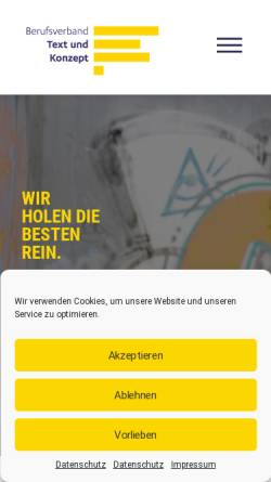 Vorschau der mobilen Webseite texterverband.de, FFW Fachverband Freier Werbetexter e.V.