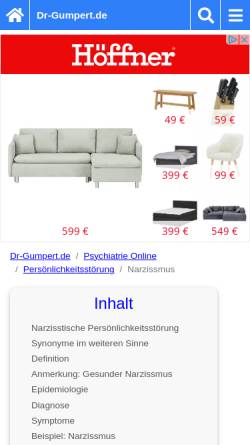 Vorschau der mobilen Webseite www.dr-gumpert.de, Narzisstische Persönlichkeitsstörung