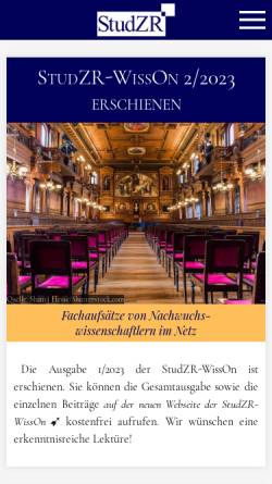 Vorschau der mobilen Webseite studzr.de, Studentische Zeitschrift für Rechtswissenschaft Heidelberg (StudZR)