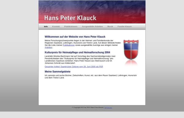 Vorschau von www.hpklauck.de, Klauck, Hans Peter Familien- und Heimatforscher