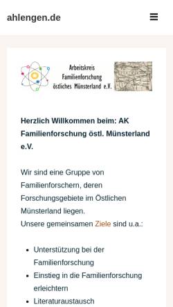 Vorschau der mobilen Webseite ahlengen.de, Arbeitskreis Familienforschung Ahlen und Umgebung e.V.
