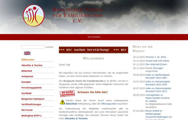 Vorschau von www.bvff.de, Bergischer Verein für Familienkunde e.V. (BVfF)