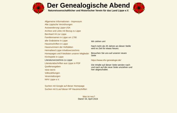 Vorschau von www.nhv-ahnenforschung.de, Der Genealogische Abend