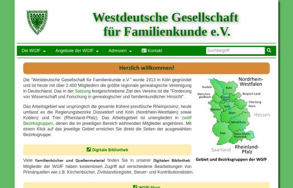 Vorschau von www.wgff.de, Westdeutsche Gesellschaft für Familienkunde e.V. (WGfF), Bezirksgruppe Essen