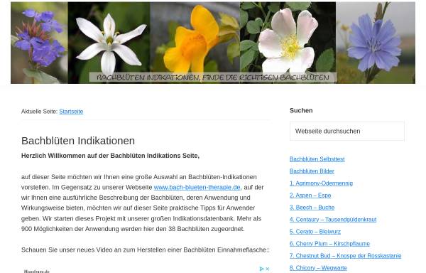 Vorschau von www.bach-blueten.eu, Bachblüten Indikations Datenbank