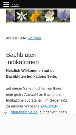 Vorschau der mobilen Webseite www.bach-blueten.eu, Bachblüten Indikations Datenbank