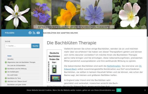 Vorschau von www.bach-blueten-therapie.de, Interessantes rund um die Bach-Blütentherapie