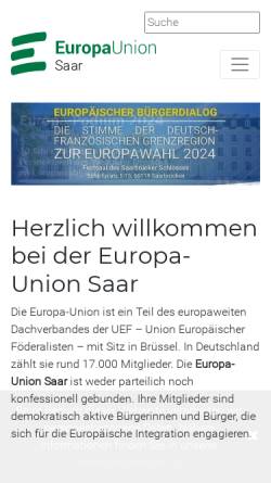 Vorschau der mobilen Webseite www.eu-saar.de, Europa Union Deutschland e.V.