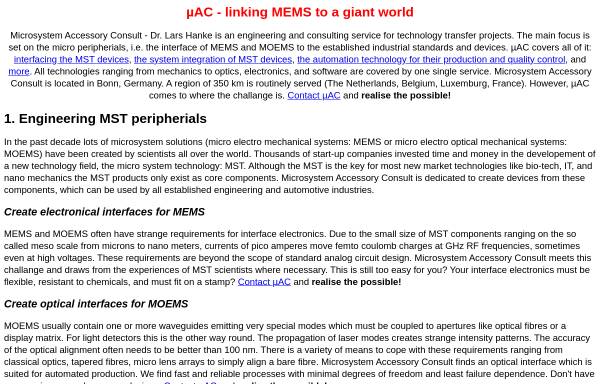 Vorschau von www.microsult.de, µAC Microsystem Accessory Consult - Dr. Lars Hanke