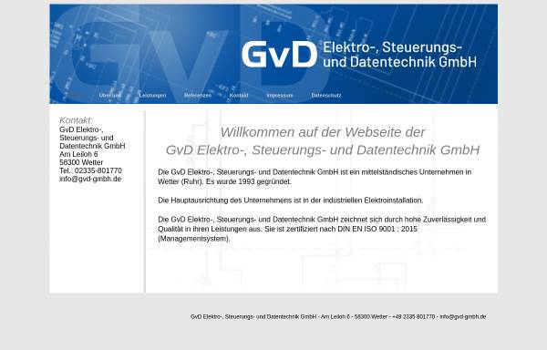 Vorschau von www.gvd-gmbh.de, GvD Elektro-, Steuerungs- und Datentechnik GmbH