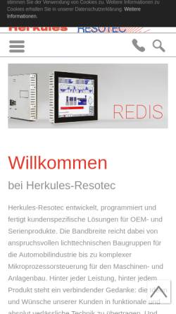 Vorschau der mobilen Webseite www.herkules-resotec.de, Resotec Realtime Software Technik GmbH