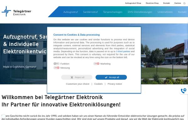 Vorschau von www.telegaertner-elektronik.de, Telegärtner Elektronik Deutschland GmbH