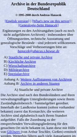 Vorschau der mobilen Webseite home.bawue.de, Archive in der Bundesrepublik Deutschland