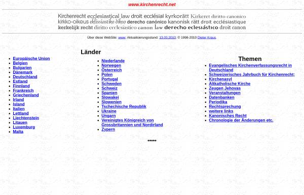 Vorschau von www.kirchenrecht.net, Kirchenrecht