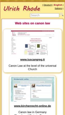 Vorschau der mobilen Webseite www.ulrichrhode.de, Ulrich Rhode - Staatskirchenrecht, Kanonistik und Lehrveranstaltungen