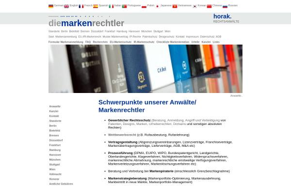 Vorschau von www.diemarkenrechtler.de, Informationen zum deutschen, europäischen und internationalen Markenrecht