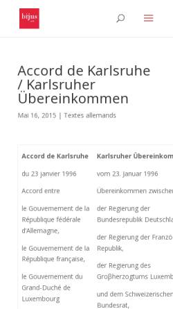 Vorschau der mobilen Webseite www.bijus.eu, Karlsruher Übereinkommen über die grenzüberschreitende Zusammenarbeit zwischen Gebietskörperschaften und örtlichen öffentlichen Stellen