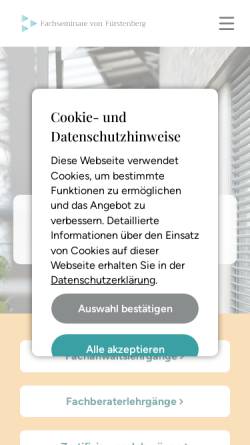 Vorschau der mobilen Webseite www.fachseminare-von-fuerstenberg.de, Fachseminare von Fürstenberg