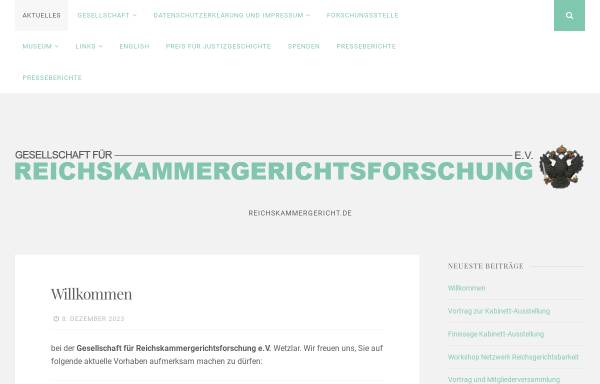 Vorschau von www.reichskammergericht.de, Gesellschaft für Reichskammergerichtsforschung e. V.