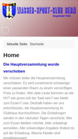 Vorschau der mobilen Webseite www.wsc-bern.ch, Wasser Sport Club Bern
