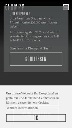 Vorschau der mobilen Webseite www.weingut-klumpp.de, Klumpp, Weingut Ulrich