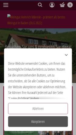 Vorschau der mobilen Webseite www.weingutmaennle.de, Männle, Weingut Heinrich