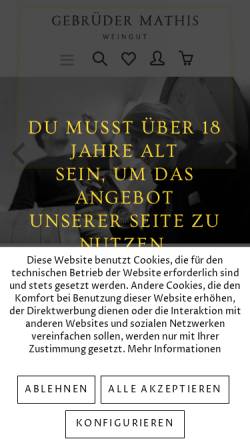 Vorschau der mobilen Webseite www.kalkboedele.eu, Mathis, Weingut Gebrüder