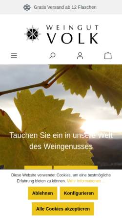Vorschau der mobilen Webseite www.weingutvolk.de, Volk, Weingut