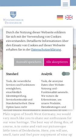 Vorschau der mobilen Webseite www.winzervereindeidesheim.de, Deidesheim, Winzerverein