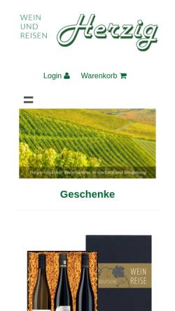 Vorschau der mobilen Webseite www.wein-herzig.de, Wein & Reisen Herzig