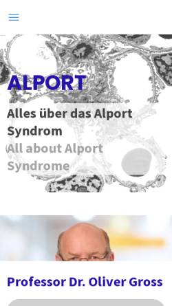 Vorschau der mobilen Webseite www.alport.de, Alport Syndrom