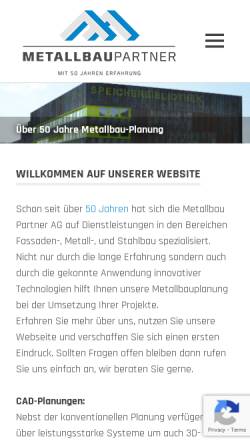 Vorschau der mobilen Webseite mbpag.ch, Metallbau Partner AG