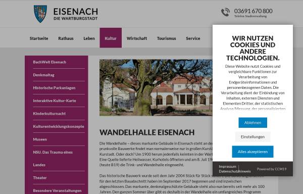 Vorschau von www.wandelhalle-eisenach.de, Kulturdenkmal Wandelhalle Eisenach