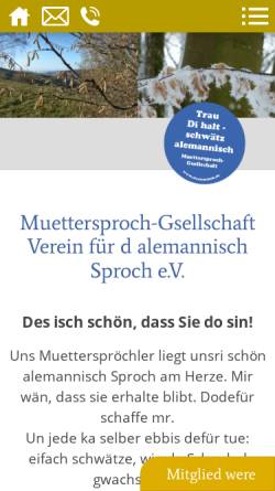 Vorschau der mobilen Webseite www.alemannisch.de, Muettersproch-Gsellschaft, Verein für alemannische Sprache e. V.