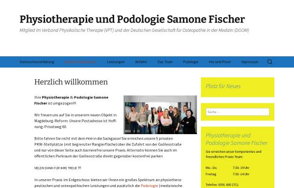 Vorschau von samone-fischer.de, Physiotherapie Samone Schneider