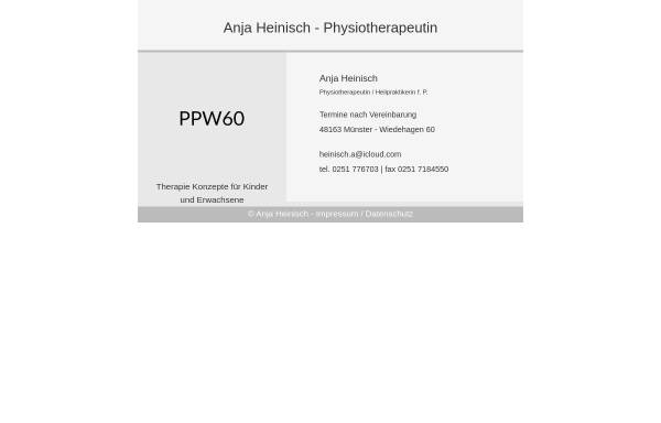 Vorschau von www.muenster-physiotherapie.de, Anja Heinisch, Praxis für Physiotherapie