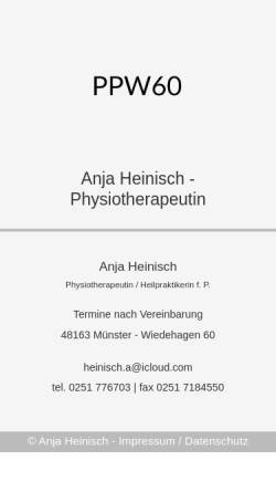Vorschau der mobilen Webseite www.muenster-physiotherapie.de, Anja Heinisch, Praxis für Physiotherapie