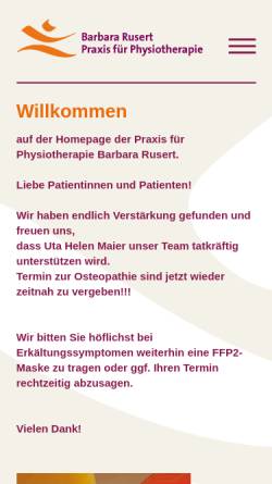 Vorschau der mobilen Webseite www.praxis-rusert.de, Praxis für Physiotherapie Barbara Rusert