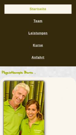 Vorschau der mobilen Webseite www.physiotherapie-berns.de, Praxis für Physiotherapie Christoph Berns