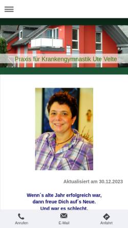 Vorschau der mobilen Webseite www.physiotherapiesiegen.de, Praxis für Physiotherapie Margit Kreuz-Quartier und Ute Velte