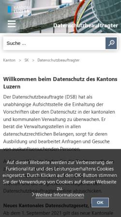 Vorschau der mobilen Webseite datenschutz.lu.ch, Datenschutzbeauftragter des Kantons Luzern