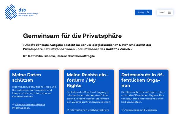 Vorschau von www.datenschutz.ch, Datenschutzbeauftragter des Kantons Zürich