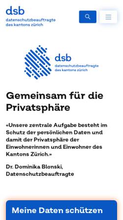 Vorschau der mobilen Webseite www.datenschutz.ch, Datenschutzbeauftragter des Kantons Zürich