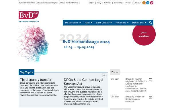 Vorschau von www.bvdnet.de, Berufsverband der Datenschutzbeauftragten Deutschlands (BvD) e.V.