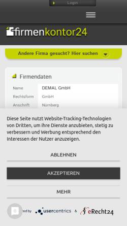 Vorschau der mobilen Webseite www.demal-gmbh.de, DEMAL GmbH
