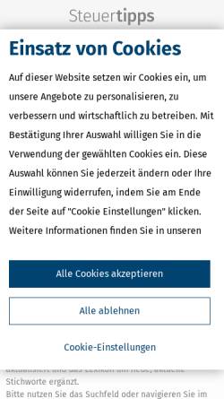 Vorschau der mobilen Webseite www.steuertipps.de, Steuerlexikon