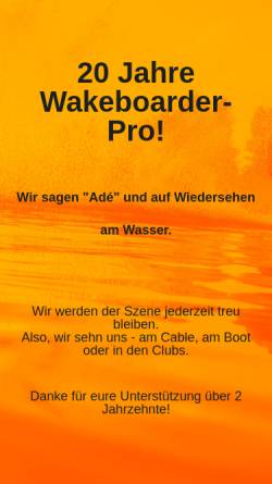 Vorschau der mobilen Webseite www.wakeboarder-pro.de, Wakeboarder Pro - Wakeboardmagazin