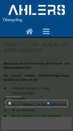 Vorschau der mobilen Webseite www.ahlers-recycling.de, ARW Ahlers Recycling- und Umwelttechnik, Inh. Michael Ahlers