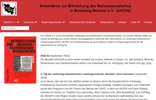 Vorschau von www.akens.org, Arbeitskreis zur Erforschung des Nationalsozialismus in Schleswig-Holstein e.V. (AKENS)